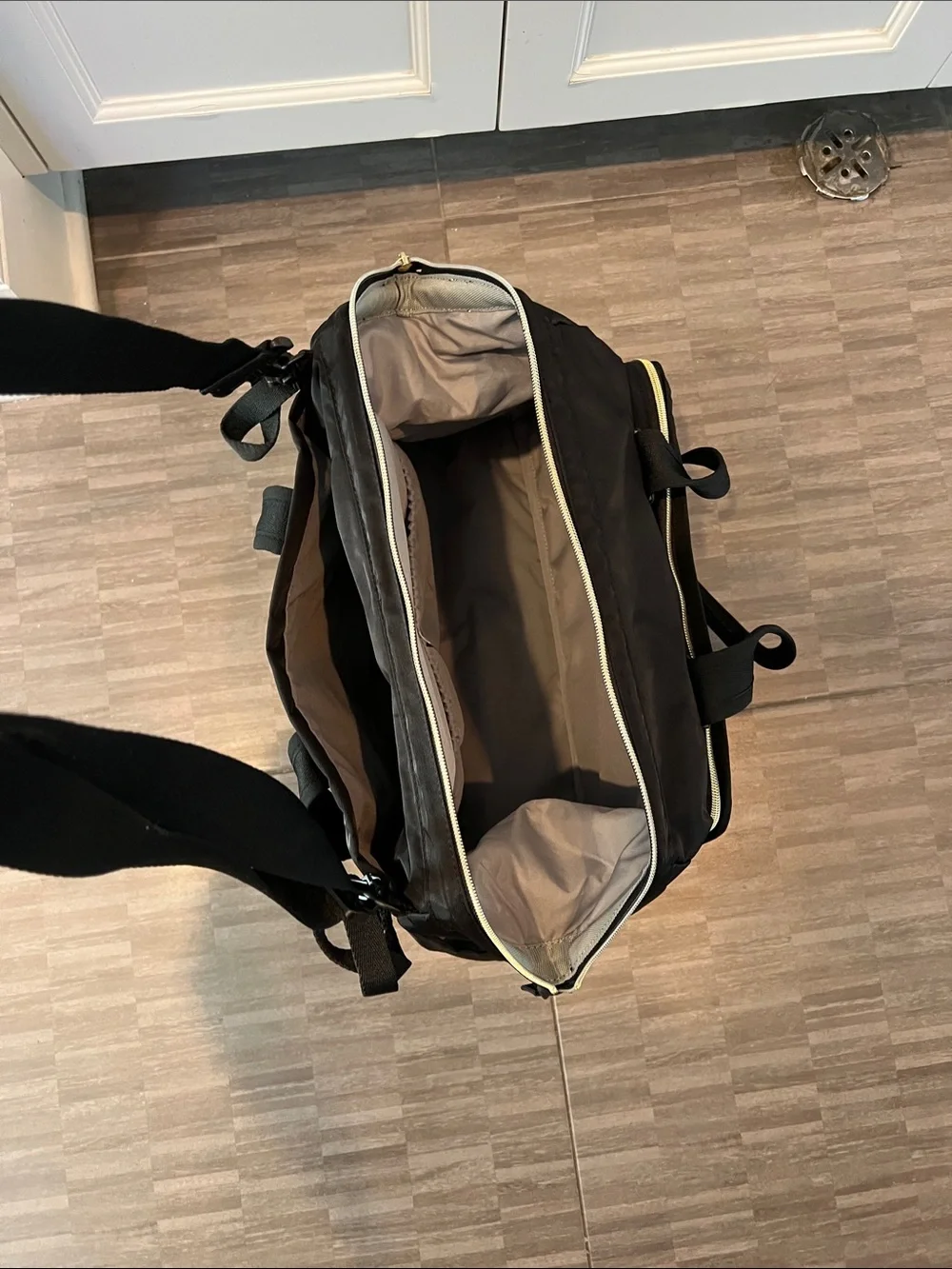 Skip Hop Black Baby Diaper Bag with Gold Zipper Accents